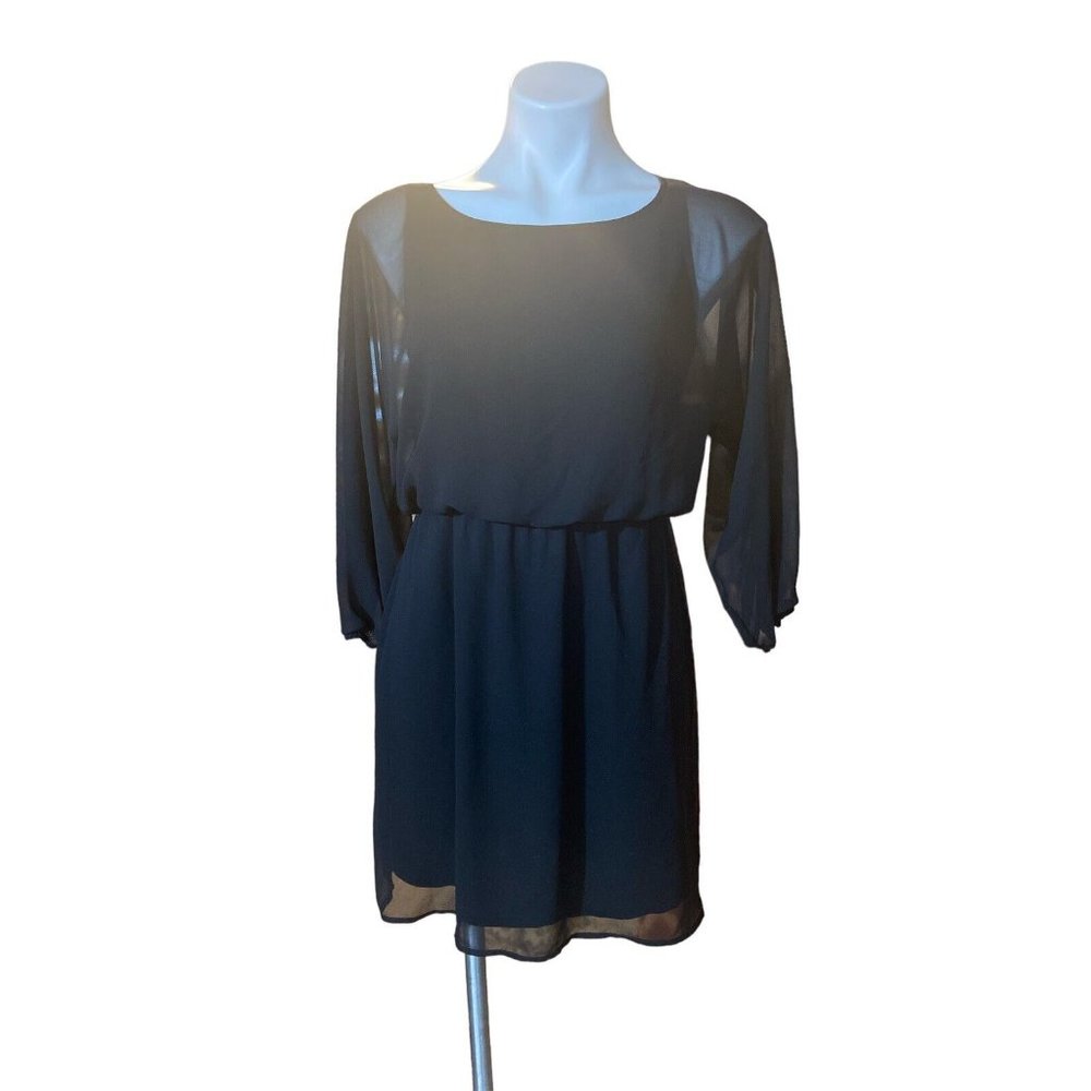 Express Black Sheer Sleeve Dress Knee Length Size Extra Small
